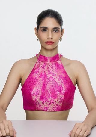 Handwoven deep pink sari and blouse