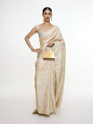 Ivory kadhwa banarasi sari and unstitched blouse