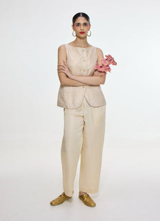 Handwoven ivory waistcoat and pants