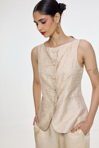 Handwoven ivory waistcoat and pants
