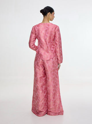 Handwoven soft pink jacket and pants