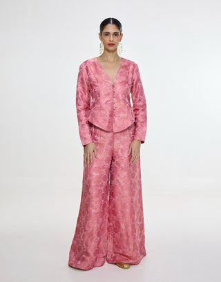 Handwoven soft pink jacket and pants