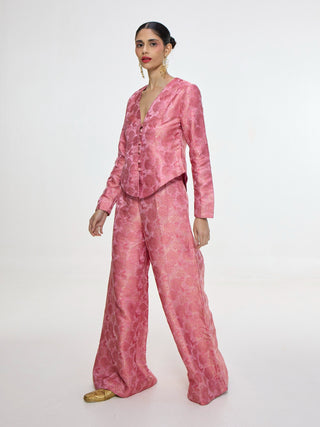 Handwoven soft pink jacket and pants