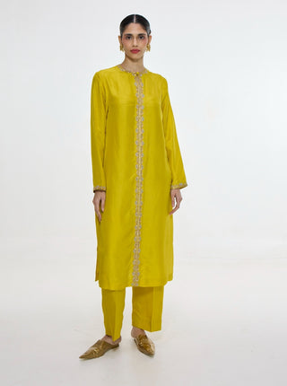 Handwoven mustard kurta and pants