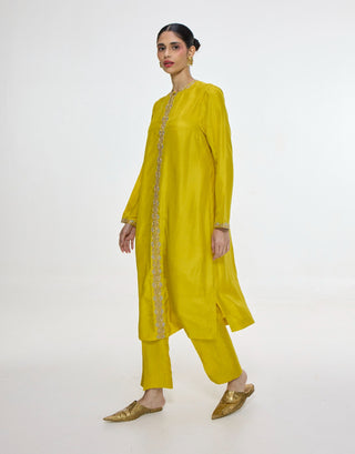 Handwoven mustard kurta and pants