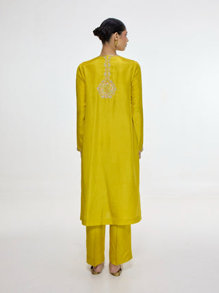 Handwoven mustard kurta and pants