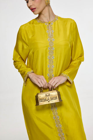 Handwoven mustard kurta and pants