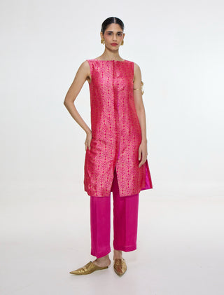 Handwoven hot pink kurta and pants