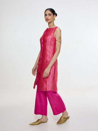Handwoven hot pink kurta and pants