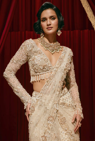 Eleanor ivory drape sari and blouse