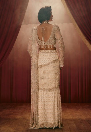 Eleanor ivory drape sari and blouse