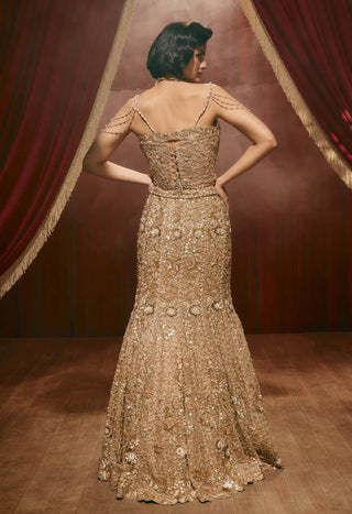 Elizabeth rose gold lehenga set