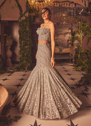Elliora lavender fishtail-style lehenga set