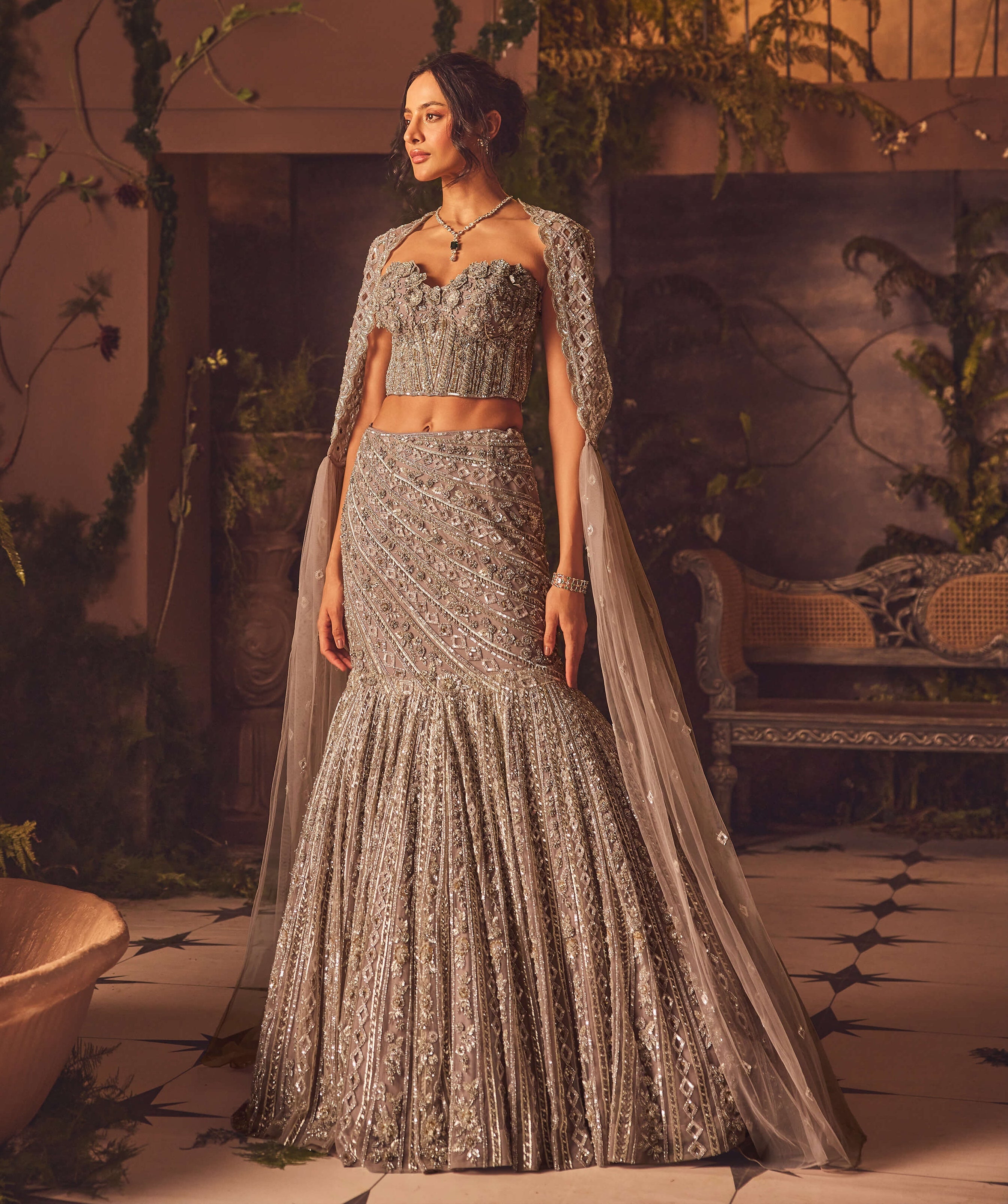 Elliora lavender fishtail-style lehenga set 5XL Elliora lavender fishtail-style lehenga set 5XL