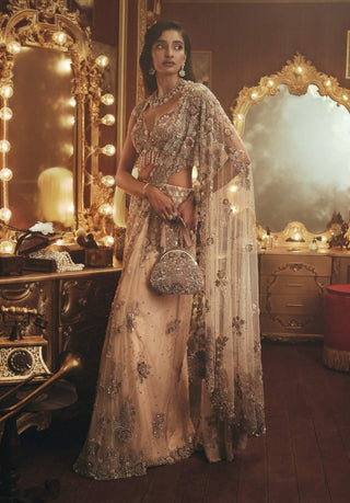 Evelyn beige drape sari and blouse