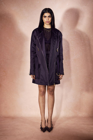 Plum afterglow trench dress and skirt set