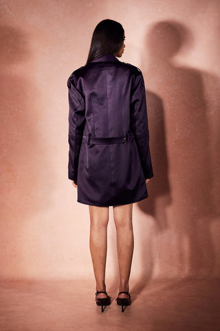 Plum afterglow trench dress and skirt set