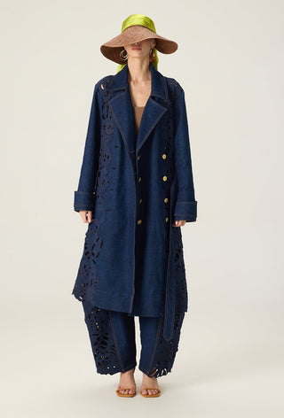 Georgina blue solid trench with bex jeans