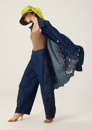 Georgina blue solid trench with bex jeans