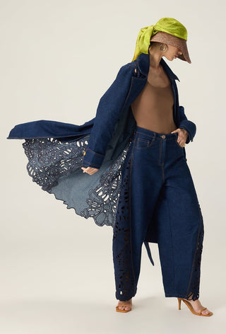 Georgina blue solid trench with bex jeans
