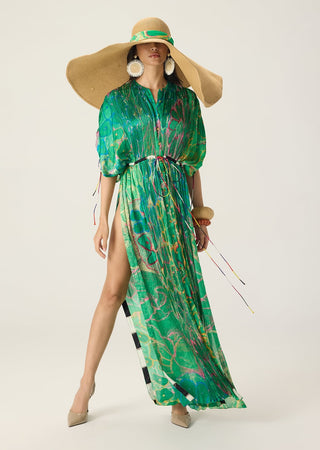 Sasha green printed kaftan