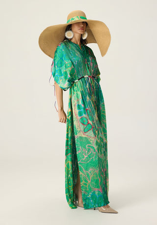 Sasha green printed kaftan