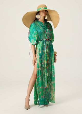 Sasha green printed kaftan