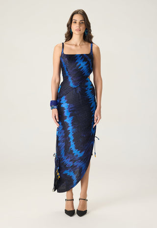 Lenora blue printed dress