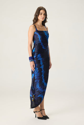 Lenora blue printed dress