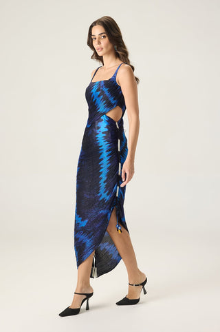 Lenora blue printed dress