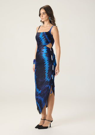 Lenora blue printed dress