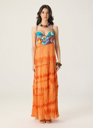 Samara orange multicolor printed dress