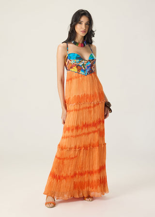 Samara orange multicolor printed dress