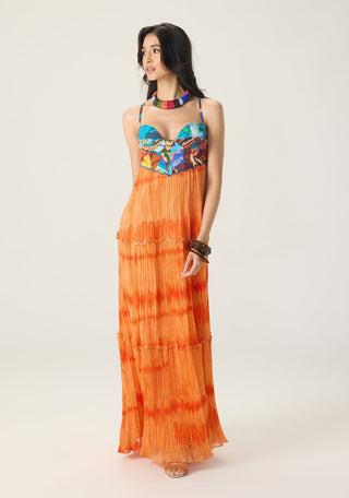 Samara orange multicolor printed dress