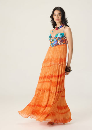Samara orange multicolor printed dress
