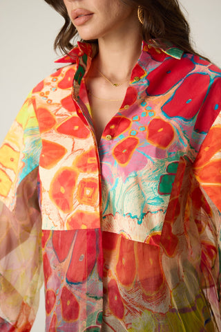 Bellamy multicolor printed shirt with bex blue jeans