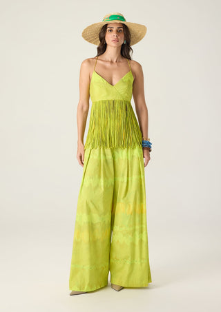 Raven lime green printed blouse and saylor palazzo