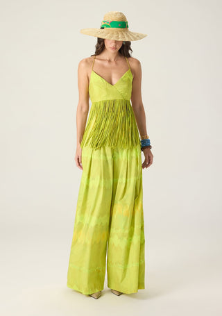 Raven lime green printed blouse and saylor palazzo