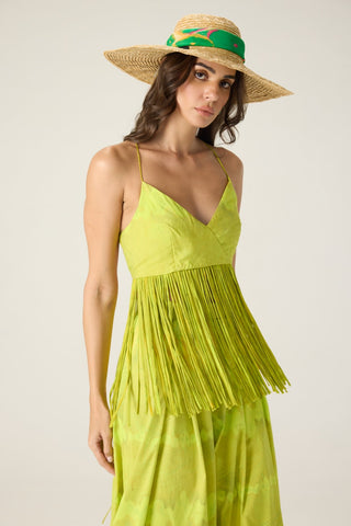 Raven lime green printed blouse and saylor palazzo
