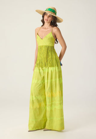 Raven lime green printed blouse and saylor palazzo