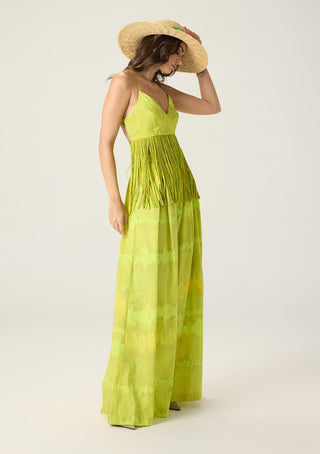 Raven lime green printed blouse and saylor palazzo