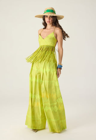 Raven lime green printed blouse and saylor palazzo