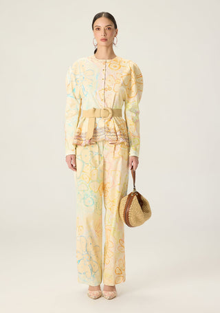 Astrid multicolor printed blouse with roux trousers