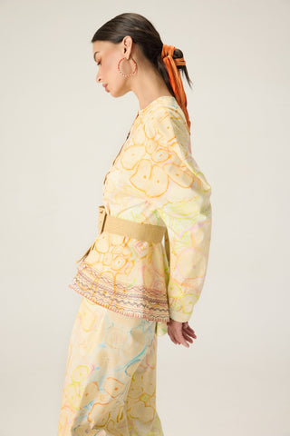 Astrid multicolor printed blouse with roux trousers
