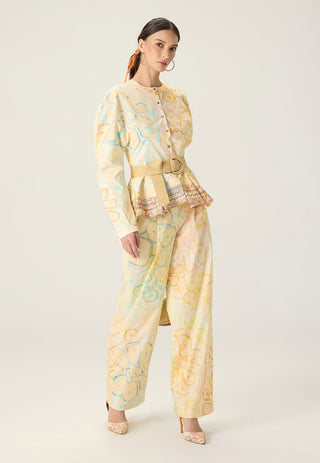 Astrid multicolor printed blouse with roux trousers