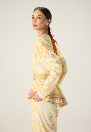 Astrid multicolor printed blouse with roux trousers
