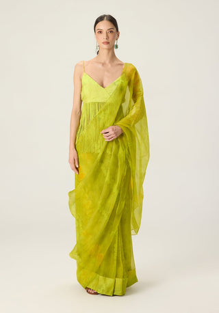 Agatha lime green draped sari with blouse