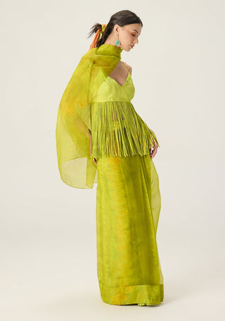 Agatha lime green draped sari with blouse