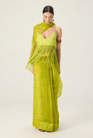 Agatha lime green draped sari with blouse