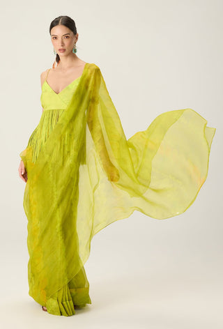 Agatha lime green draped sari with blouse